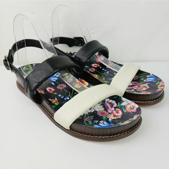 Johnny Was SZ 9 Double Band Sandal Floral Leather NEW $258 - Picture 2 of 10